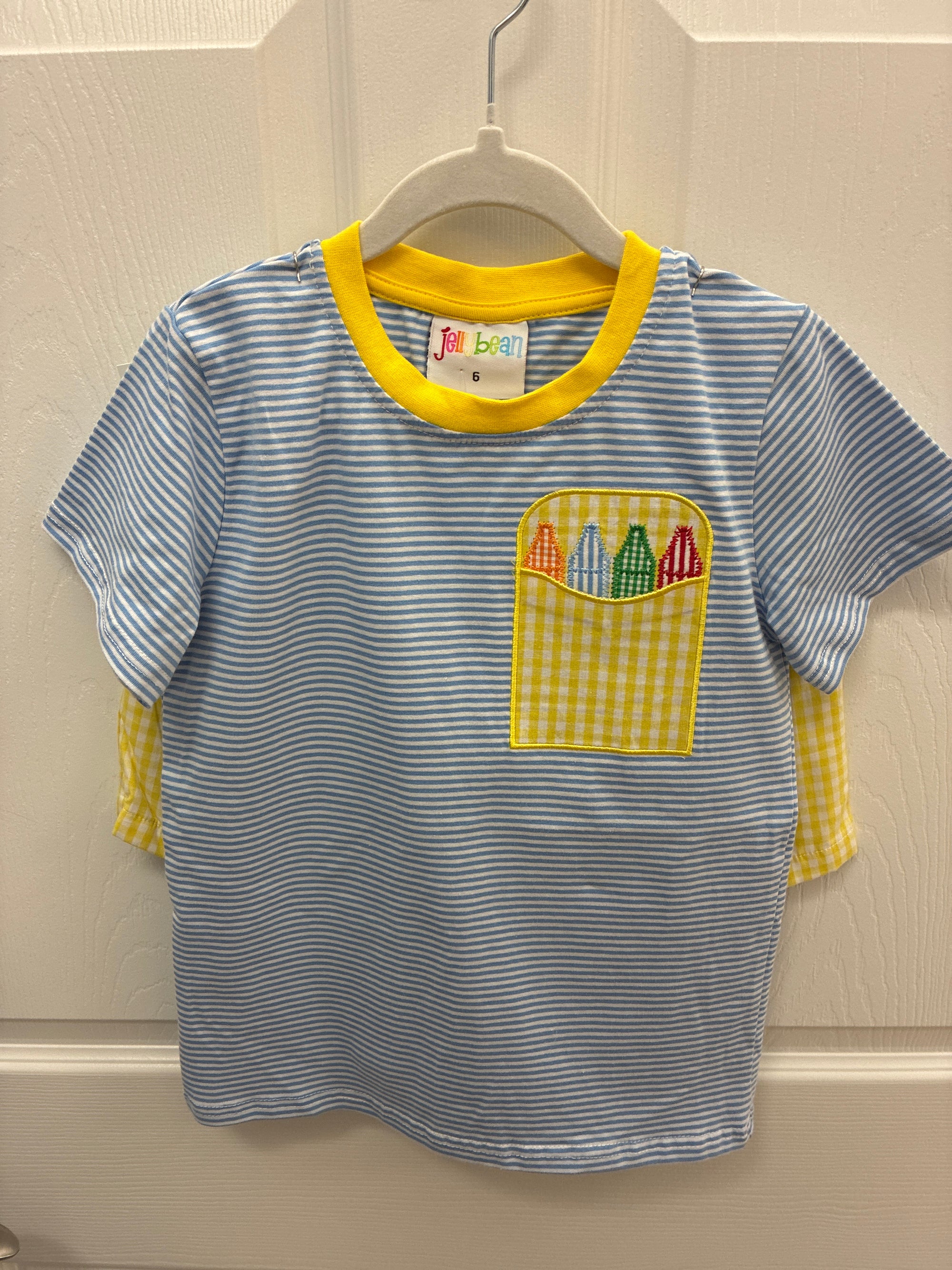 JB blue stripe crayon short set, 6