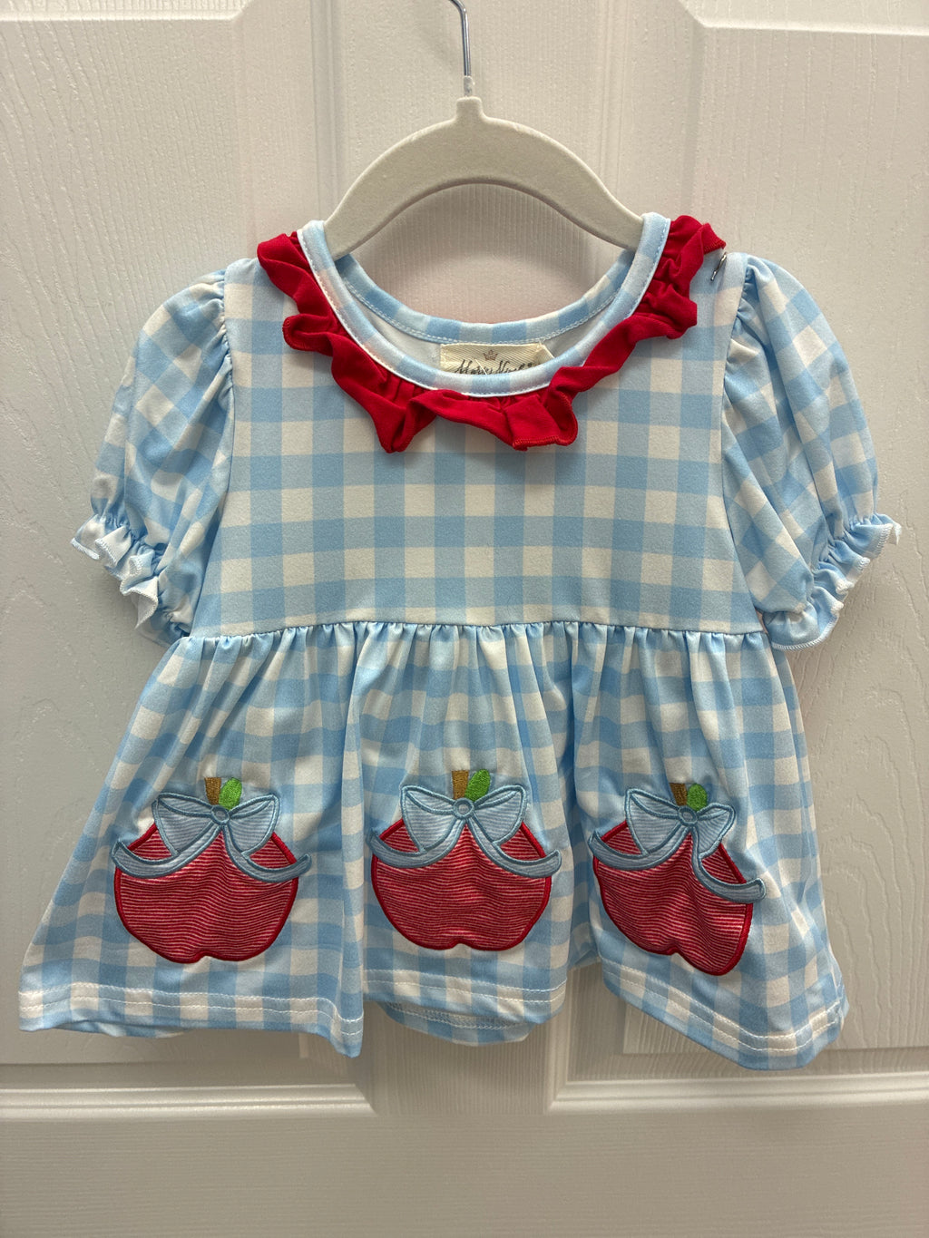 MN Blue Gingham w/ Apples Dress, Small
