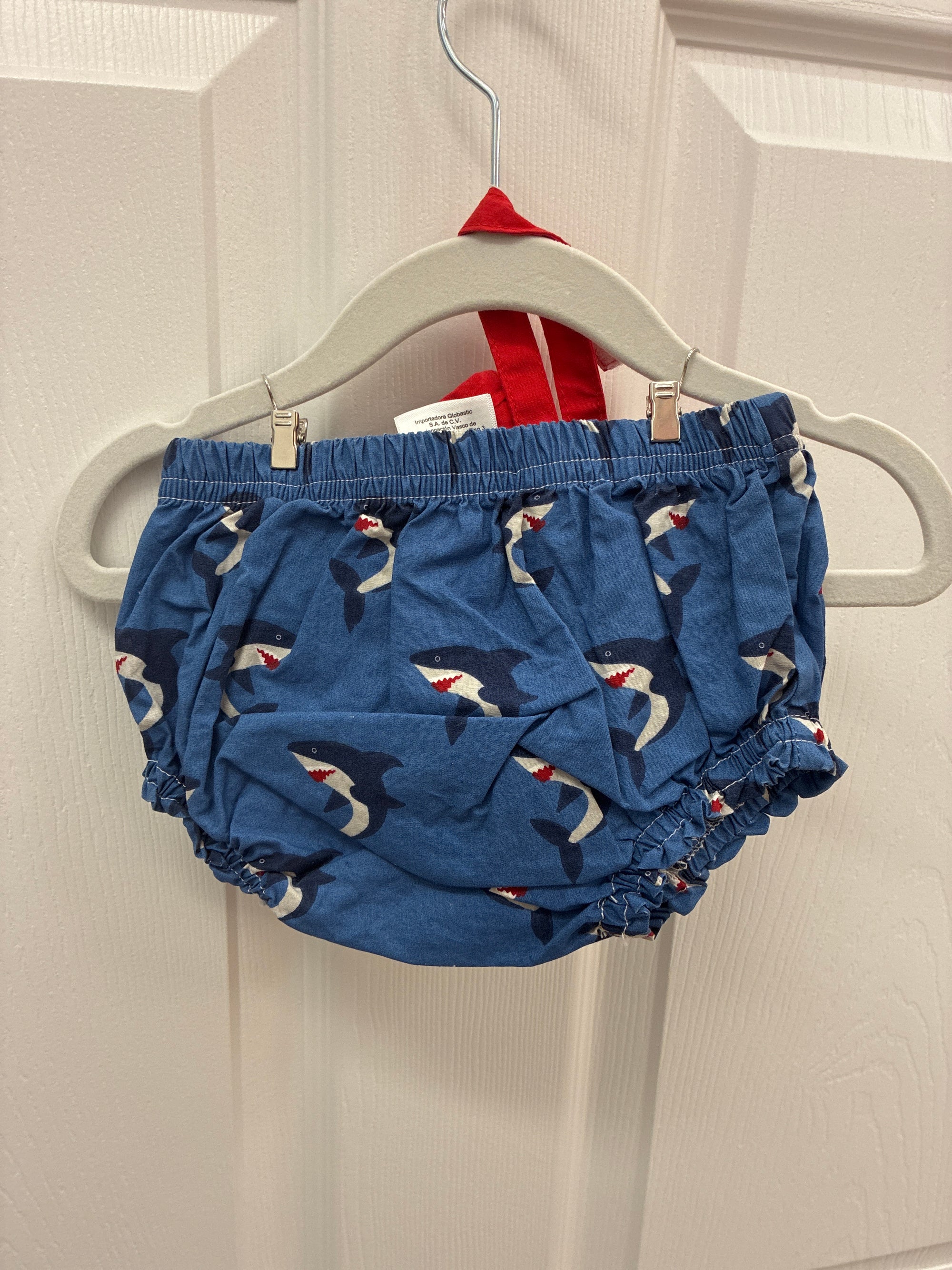 PB Blue Shark Hat + Short Swim Set, 12-24 mos
