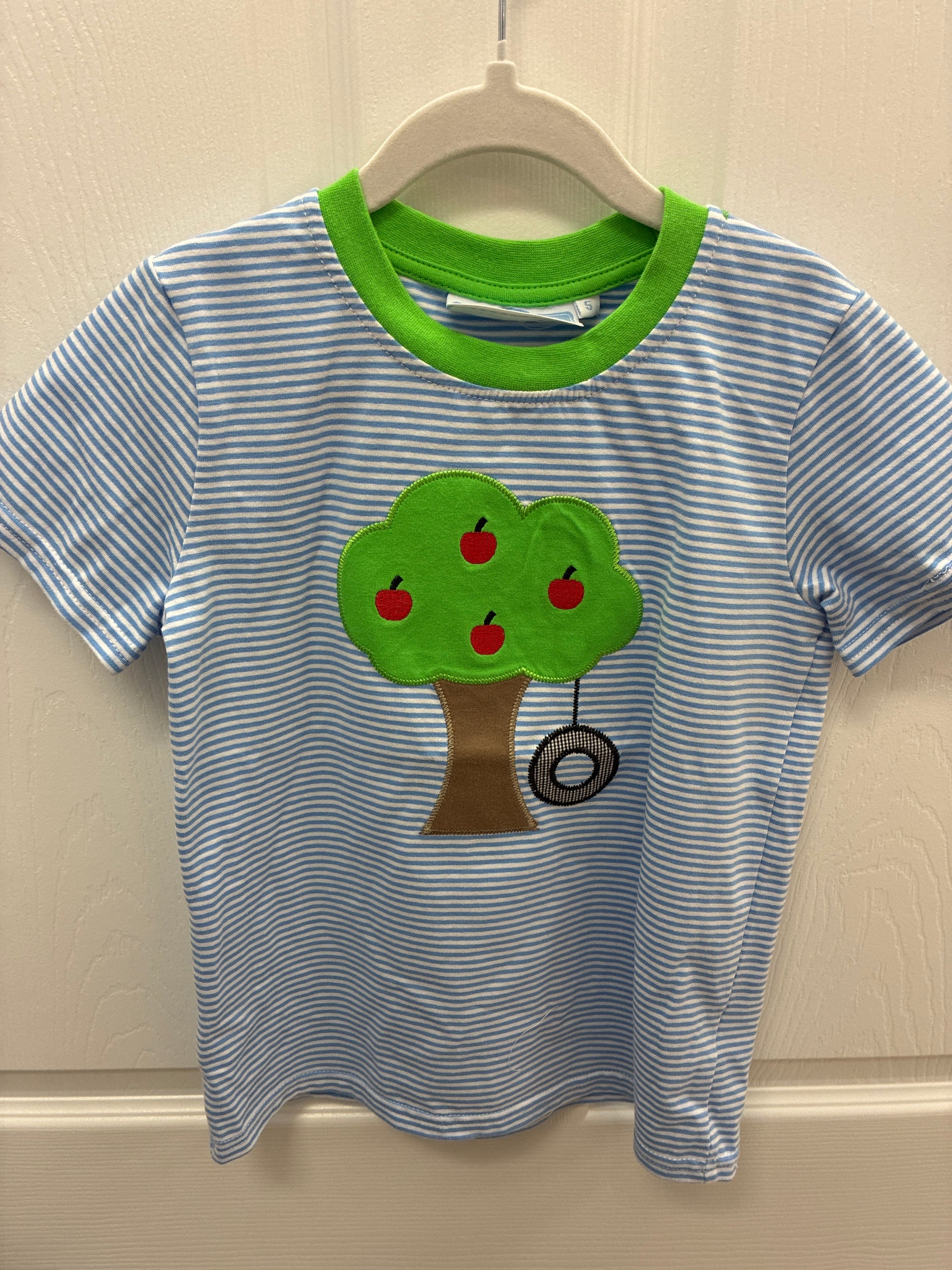TS blue striped tire swing tree shirt, 5