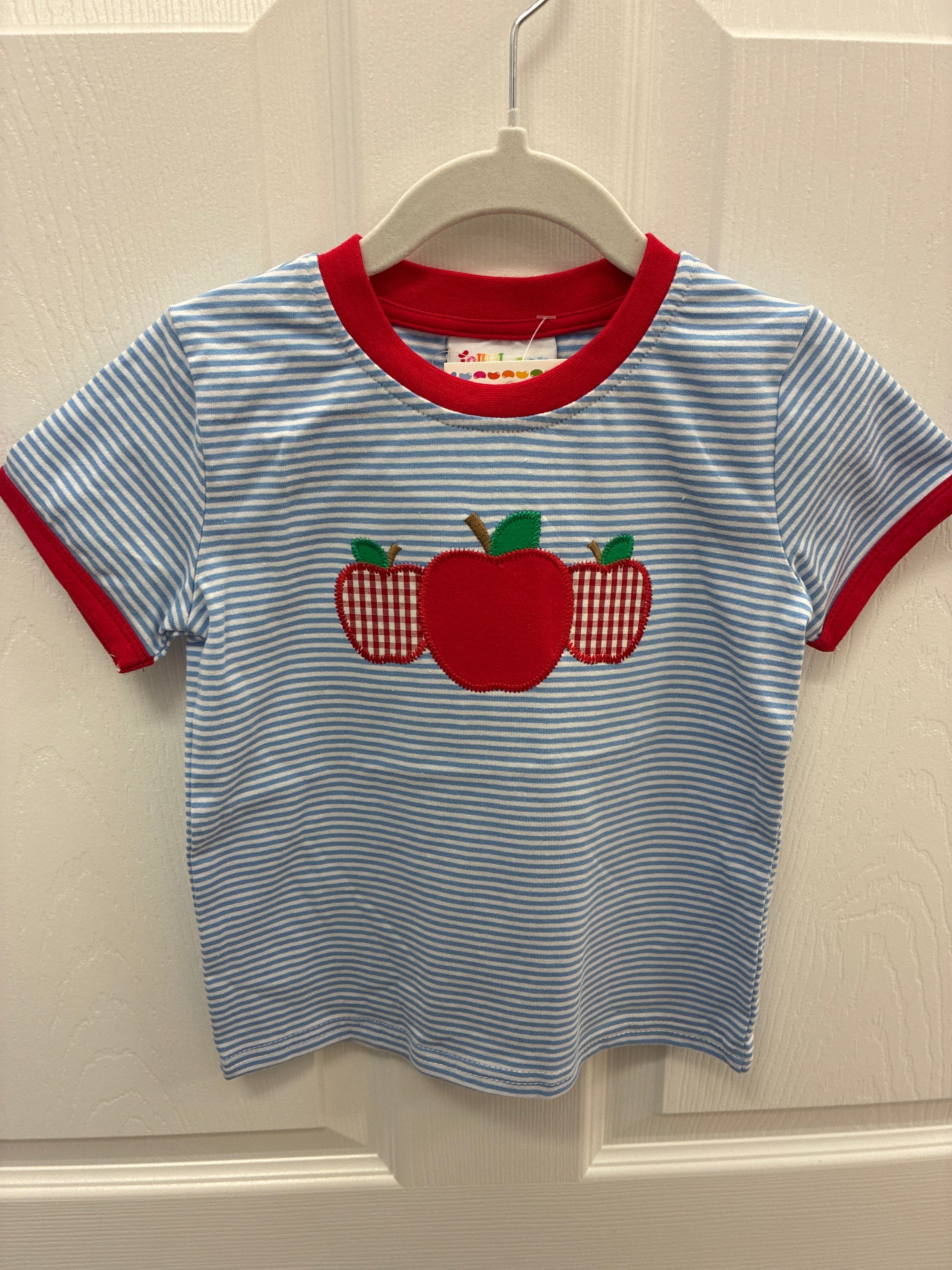 JB blue stripe apple shirt, 24 mos