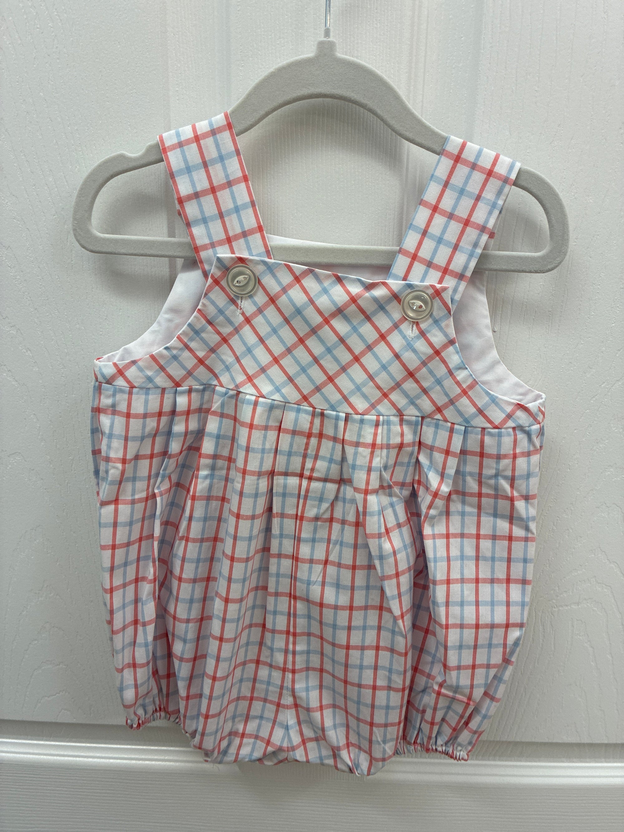 TBBC Red and Blue Plaid Bubble, 2T