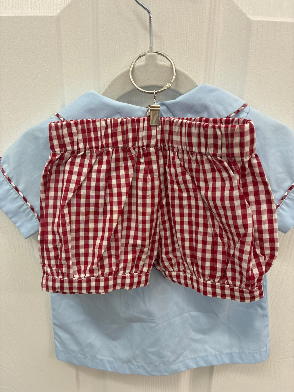 PPC Blue/Red Peter Pan Collar Set, 12 mos