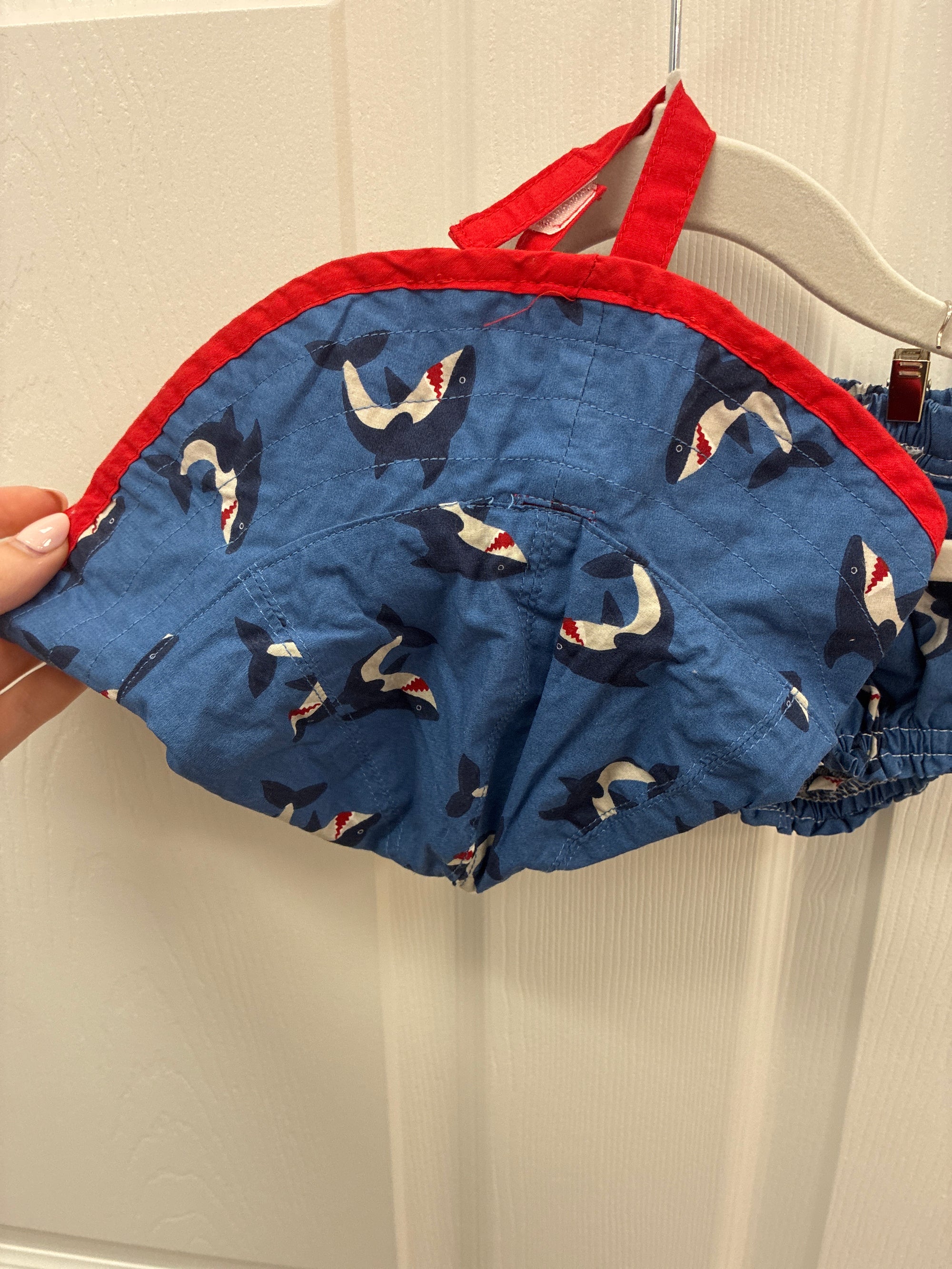 PB Blue Shark Hat + Short Swim Set, 12-24 mos