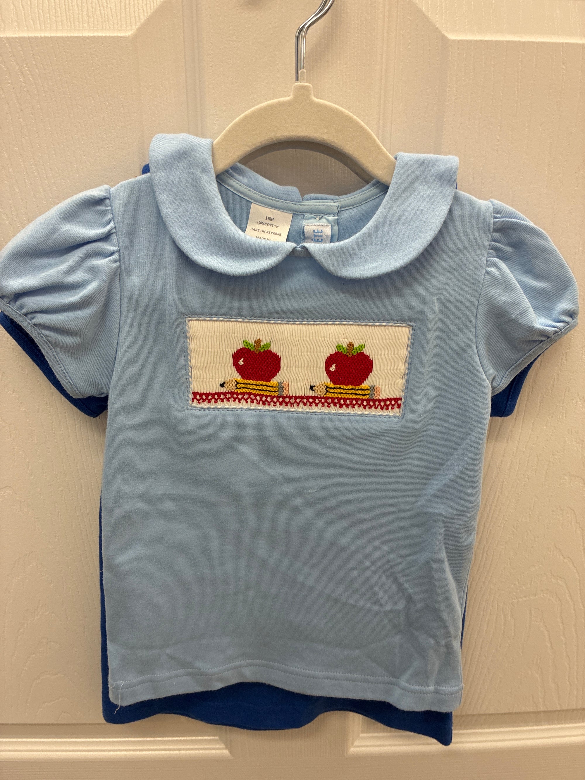VLF blue apple smock shirt, 18 mos