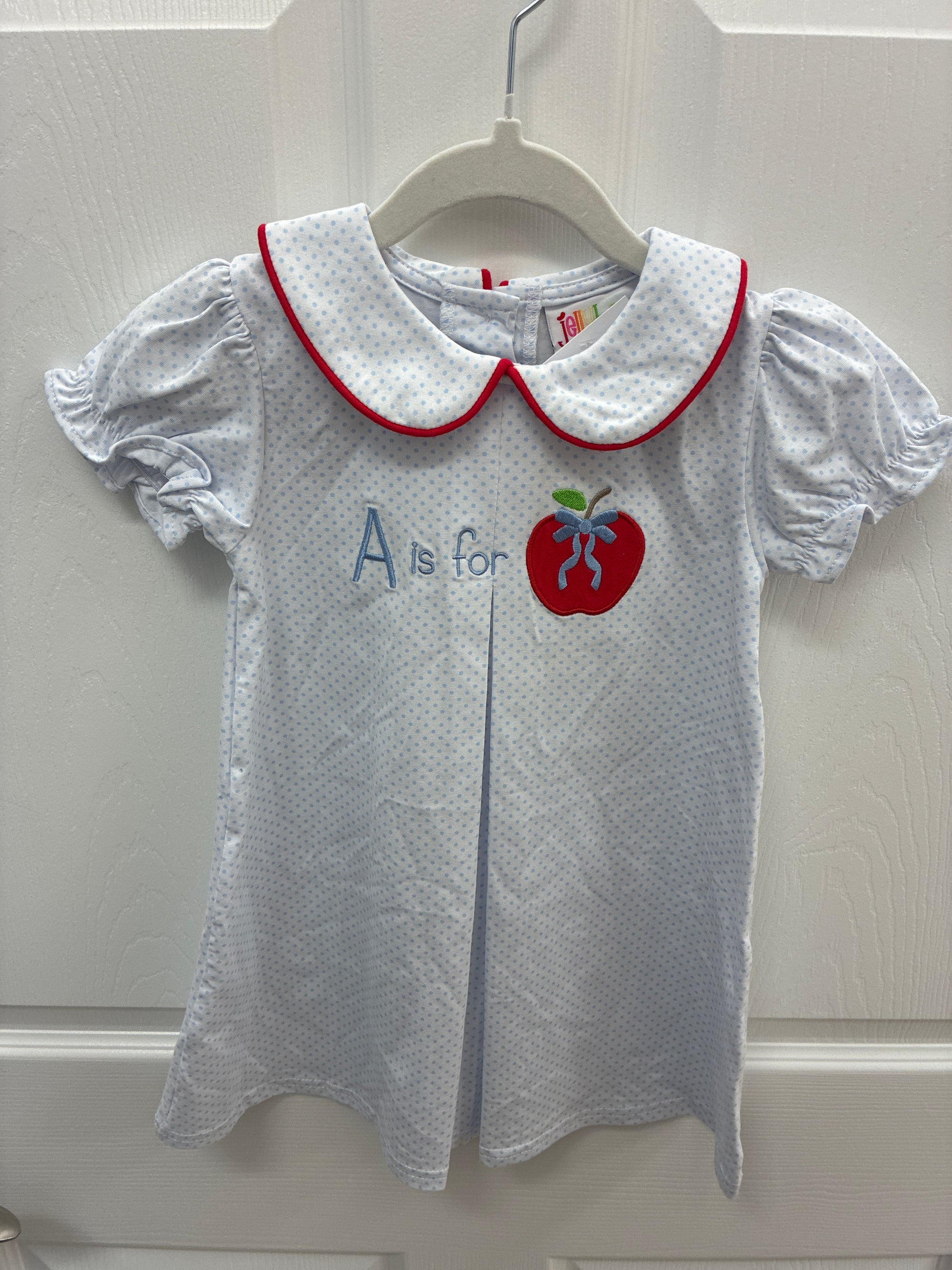 JB A is for Apple polkadot dress, 18 mos
